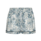 Ice Blue Snowflake Women's Silky-Smooth Short Sleeve Pajama Set with Shorts