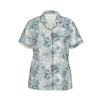 Ice Blue Snowflake Women's Silky-Smooth Short Sleeve Pajama Set with Shorts
