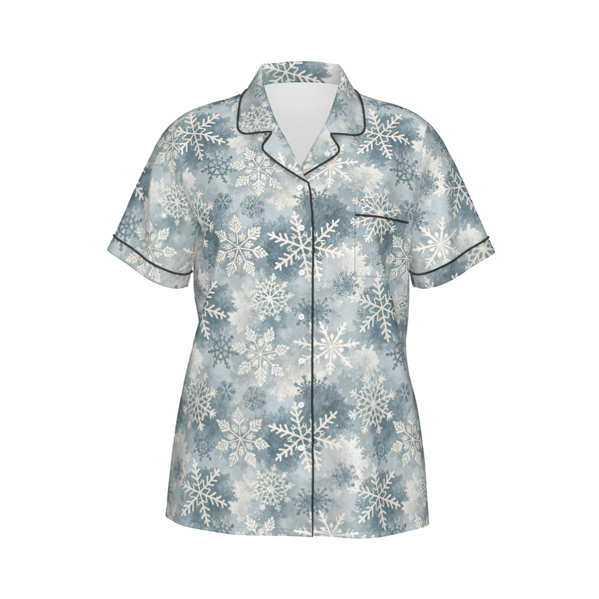 Ice Blue Snowflake Women's Silky-Smooth Short Sleeve Pajama Set with Shorts