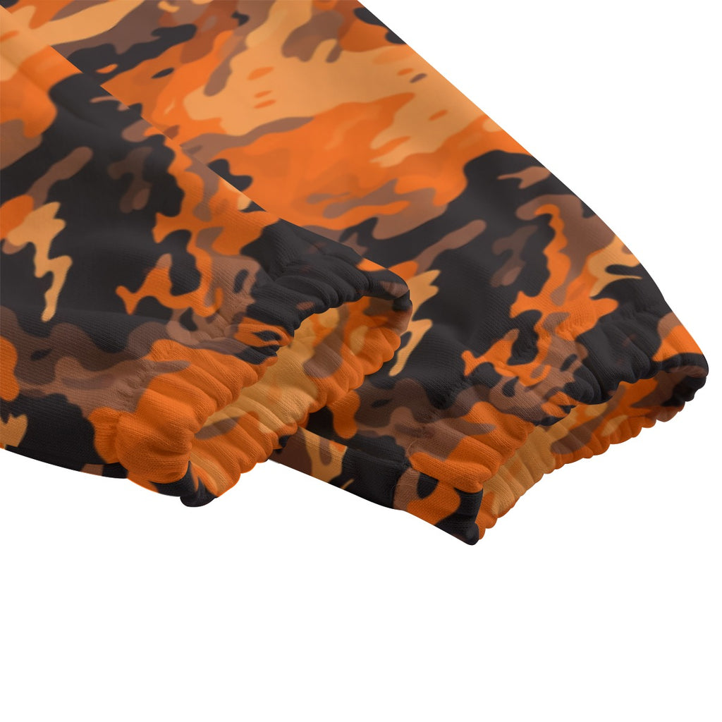 Orange Black Camo Print Kid's Cotton Sweatpants