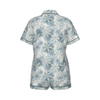 Ice Blue Snowflake Women's Silky-Smooth Short Sleeve Pajama Set with Shorts