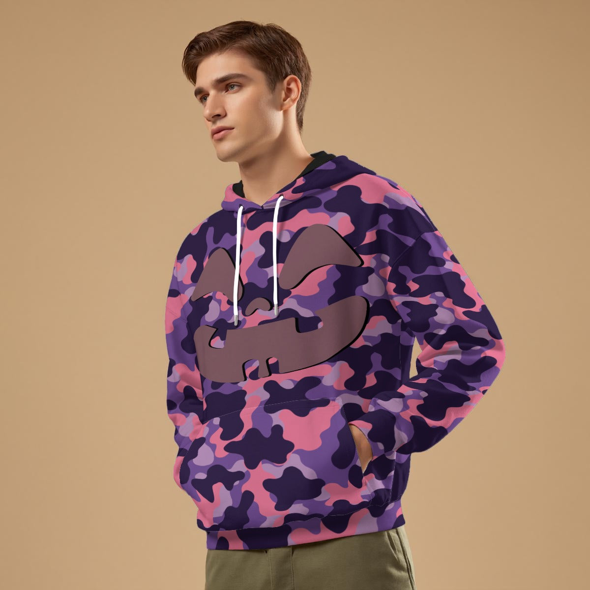 Happy Jack Purple Camo Unisex Pullover Cotton Hoodie