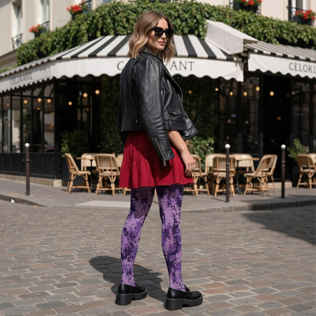 Purple Grunge Camo Women’s High-Stretch Tights