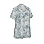 Ice Blue Snowflake Women's Silky-Smooth Short Sleeve Pajama Set with Shorts