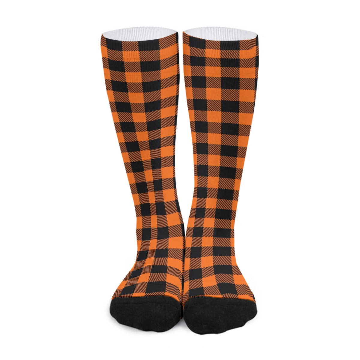 Orange/Black Plaid Long Socks