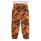 Orange Black Camo Print Kid's Cotton Sweatpants