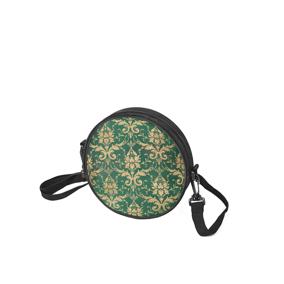 Golden Green Round Satchel Bag