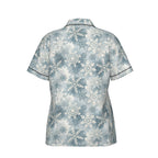 Ice Blue Snowflake Women's Silky-Smooth Short Sleeve Pajama Set with Shorts
