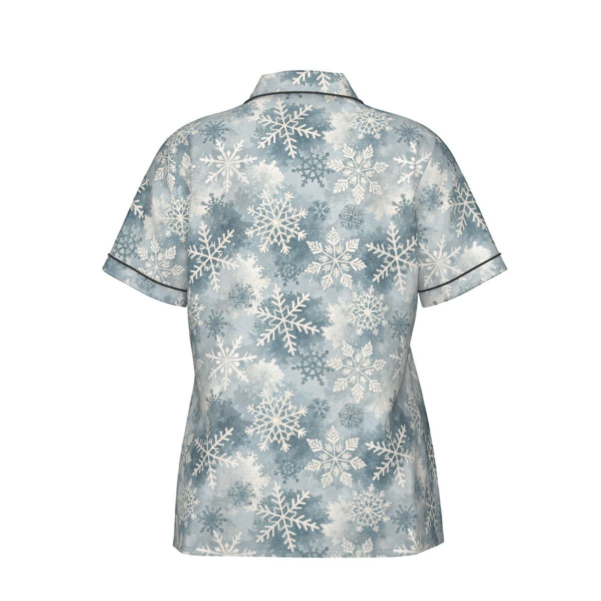 Ice Blue Snowflake Women's Silky-Smooth Short Sleeve Pajama Set with Shorts