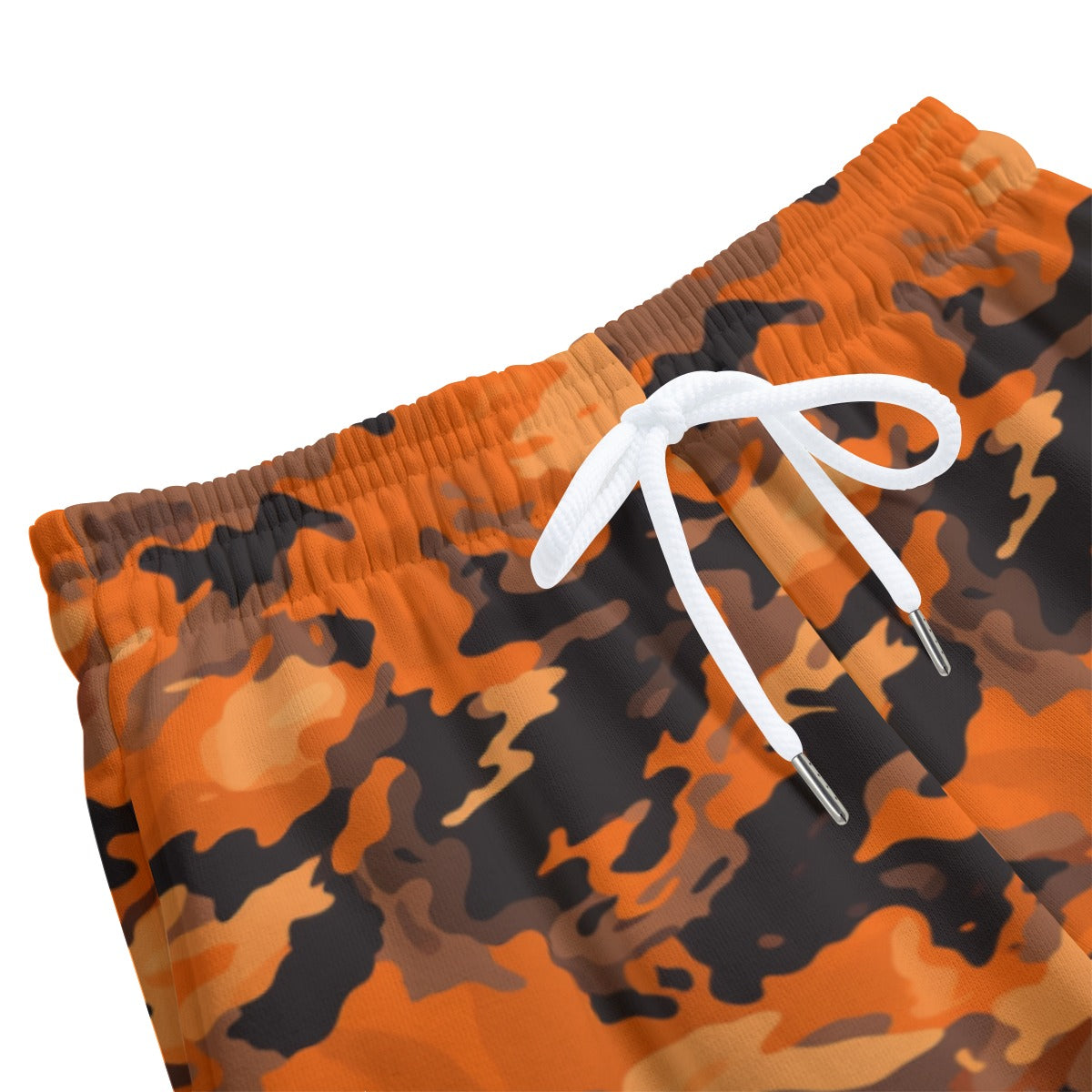 Orange Black Camo Print Kid's Cotton Sweatpants