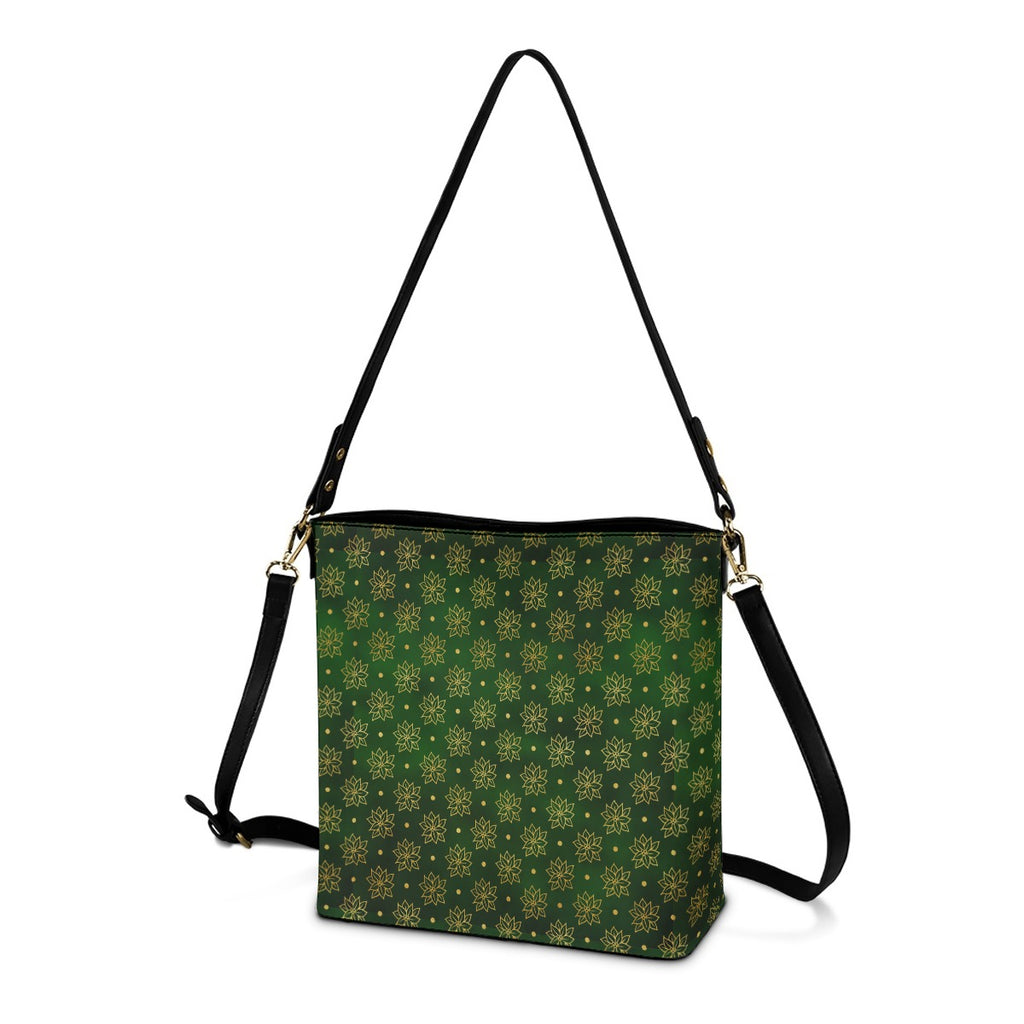 Green Minimalist Square Crossbody Bucket Bag