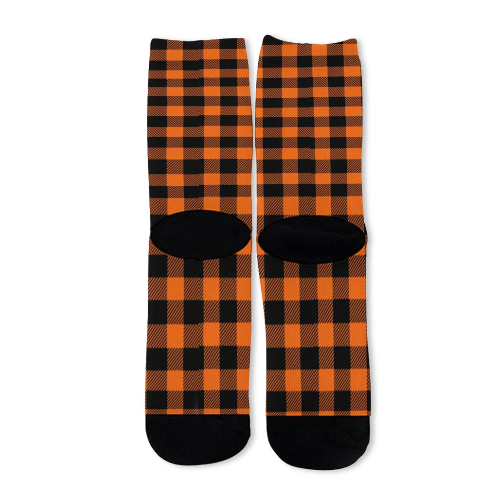 Orange/Black Plaid Long Socks