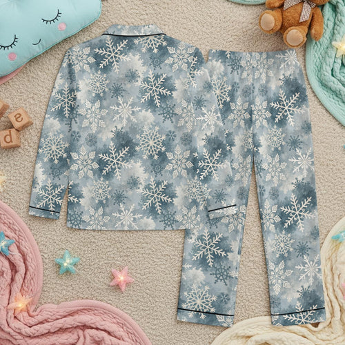 Bizzard Blue Children's Satin Pajama Set With Long Sleeve