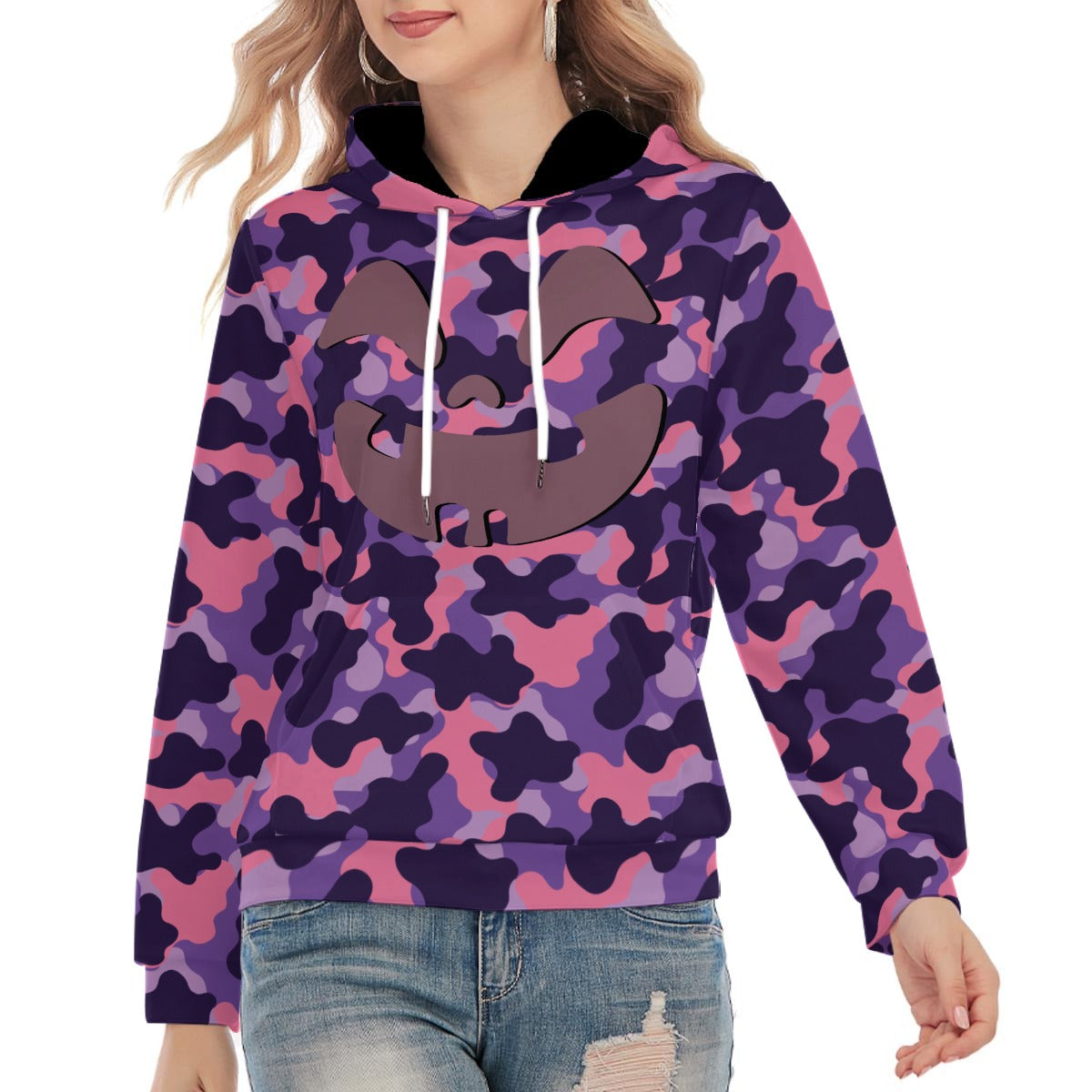 Happy Jack Purple Camo Unisex Pullover Cotton Hoodie