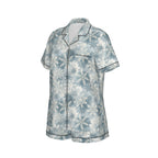 Ice Blue Snowflake Women's Silky-Smooth Short Sleeve Pajama Set with Shorts