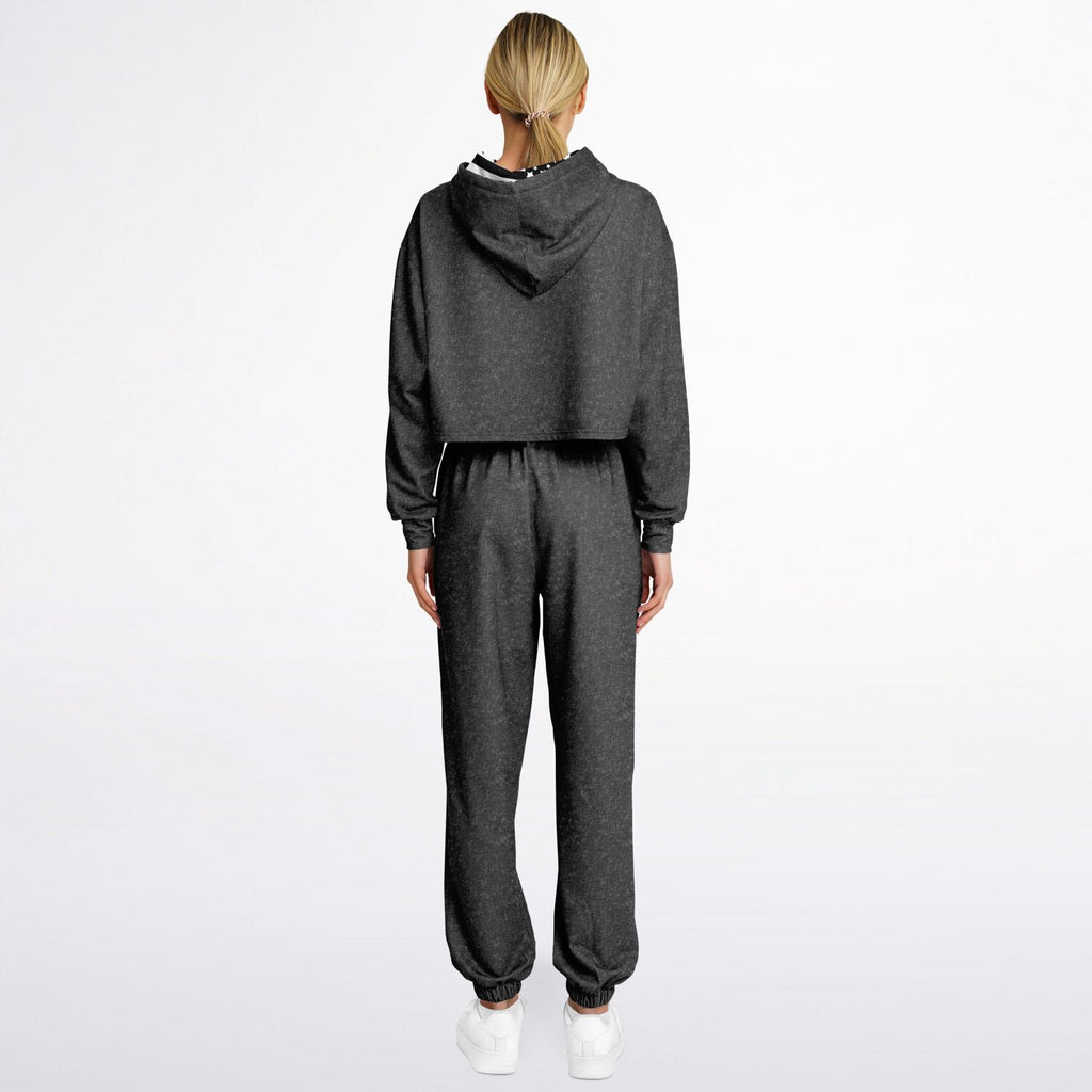 Ladies America Black Acid Wash Dance Hoodie & Sweatpants Set