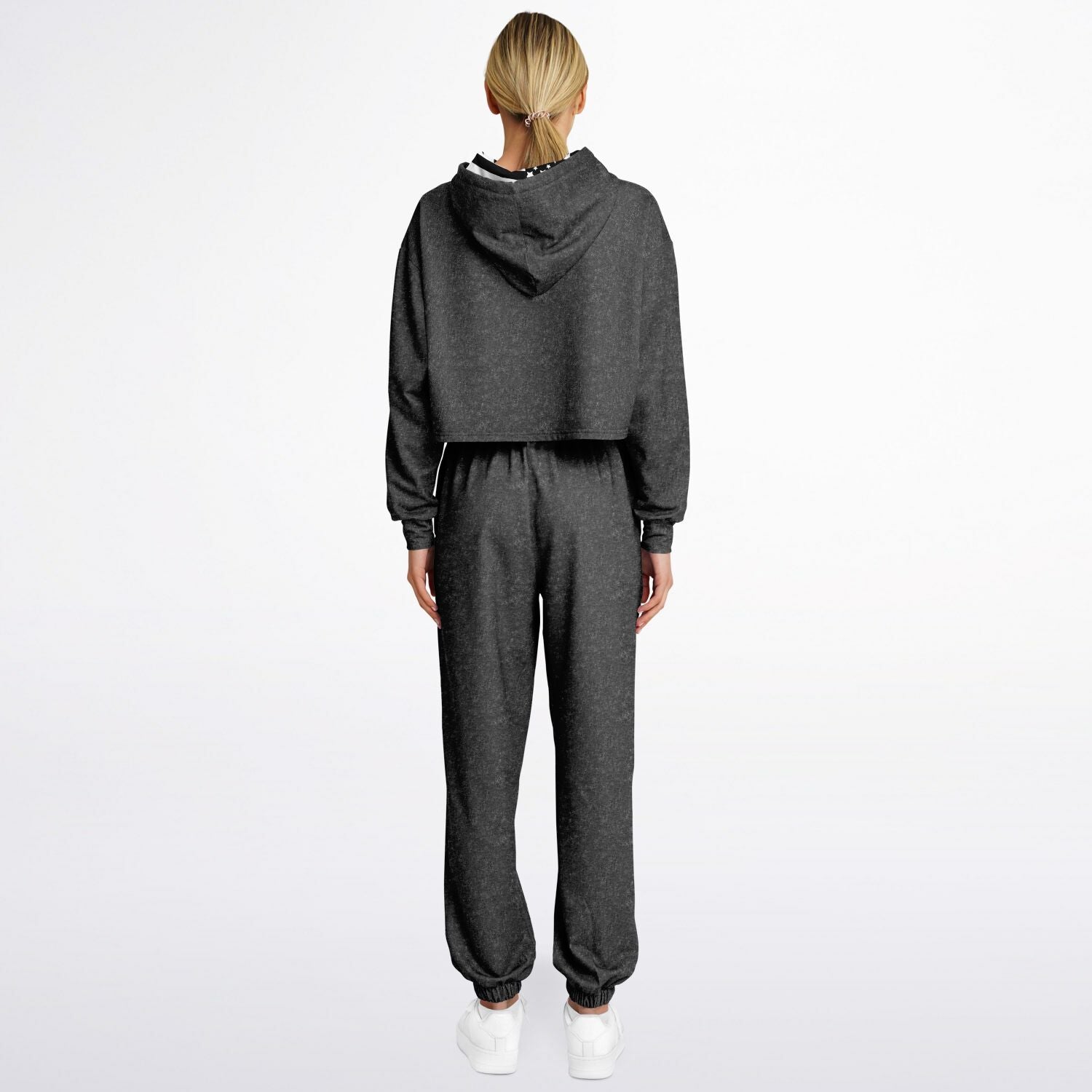 Ladies America Black Acid Wash Dance Hoodie & Sweatpants Set