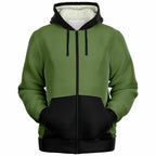 Green and Black Microfleece Zip up Hoodie