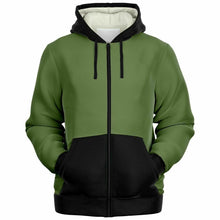 Load image into Gallery viewer, Green and Black Microfleece Zip up Hoodie
