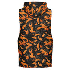 Orange Leaves Forest Camo Athletic Drop Armhole Sleeveless Hoodie