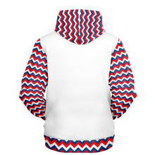 Load image into Gallery viewer, Red, White and Blue Zig Zag Ladies Pull Over Hoodie
