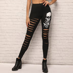 Women's Skeleton Ripped Leggings