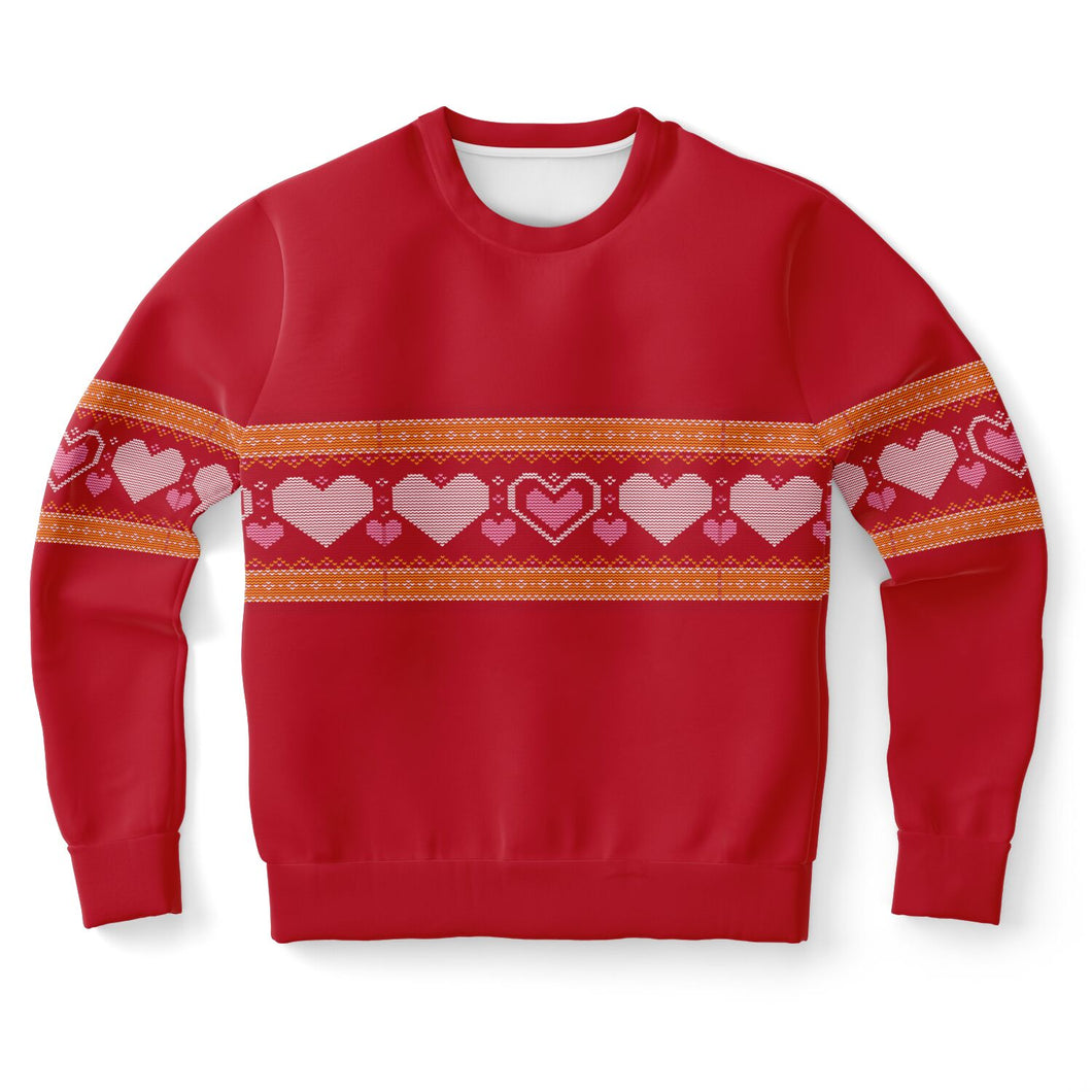 Knitted Heart Stripe Ladies Sweatshirt