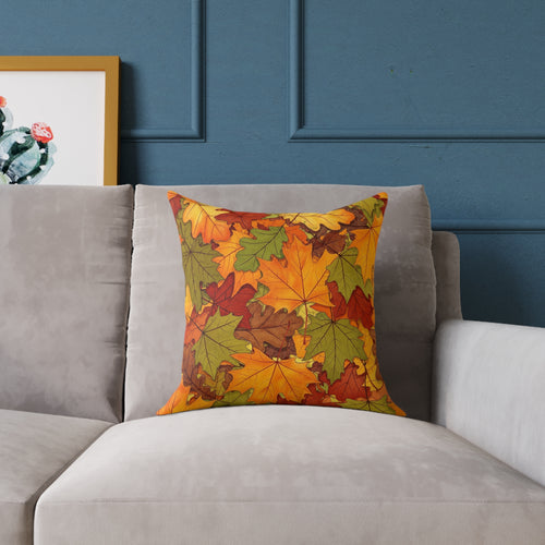 Autumn Leaves Square Pillow — Fall Decorative Throw Pillow