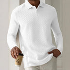 Mens Textured Long Sleeve Polo Shirts