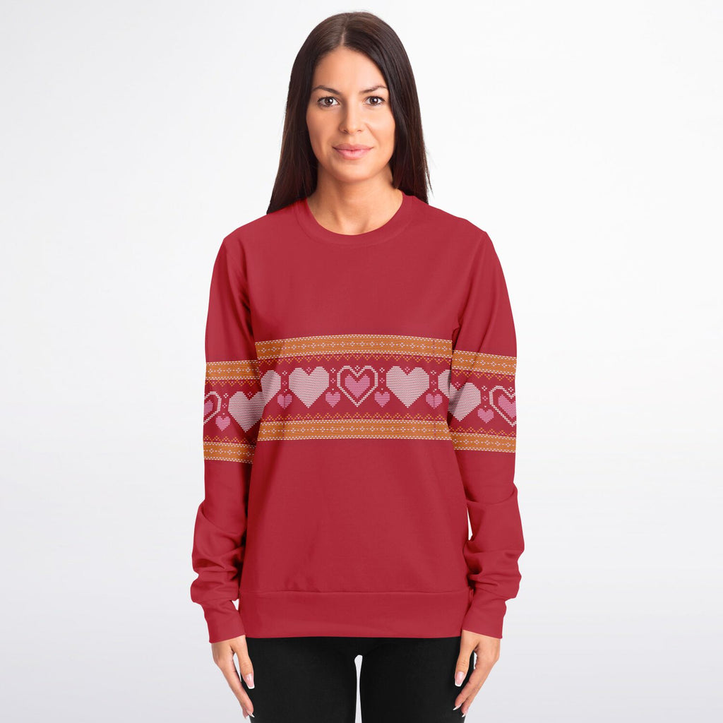 Knitted Heart Stripe Ladies Sweatshirt