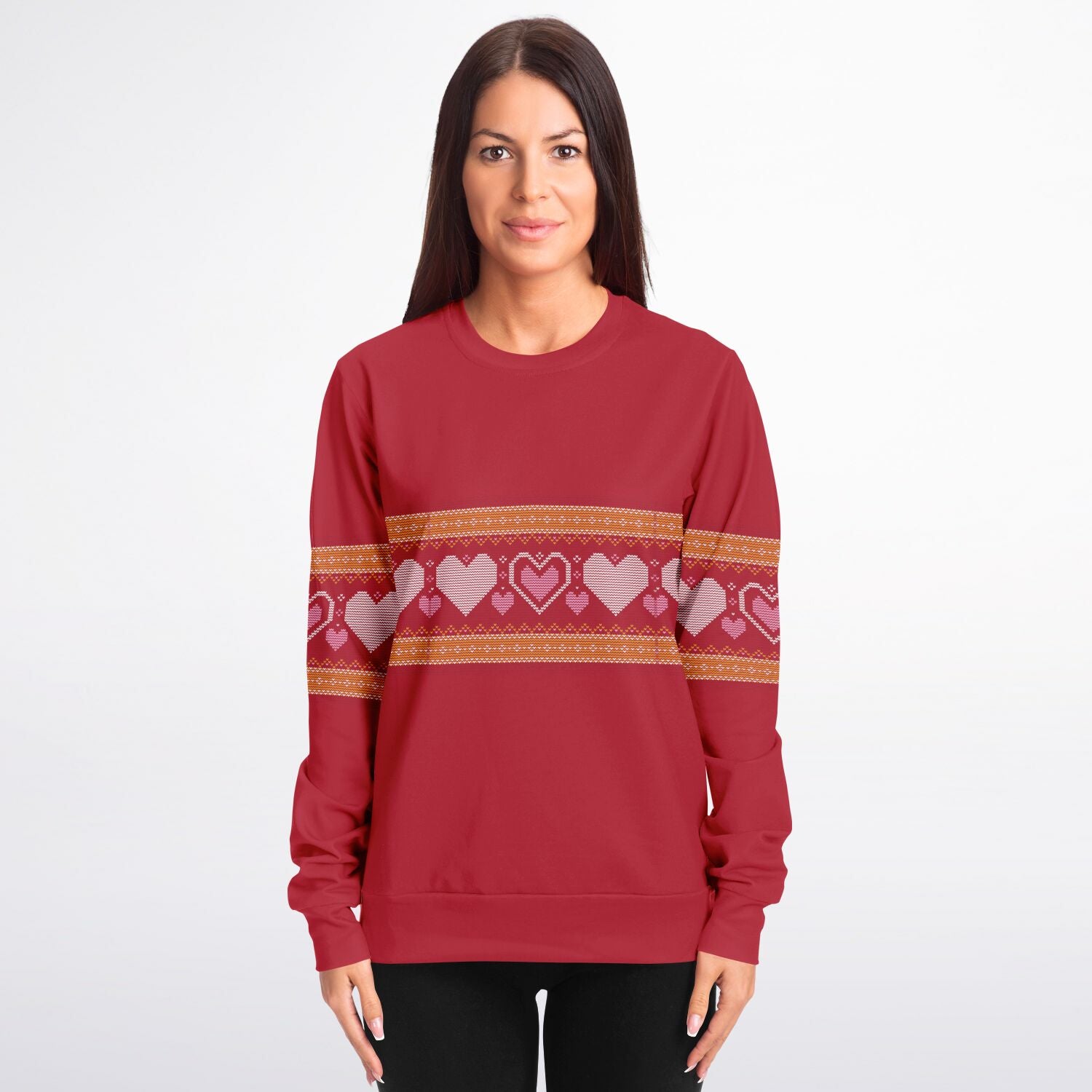 Knitted Heart Stripe Ladies Sweatshirt