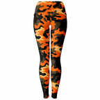 Women's Orange Camo Mesh Pocket Legging