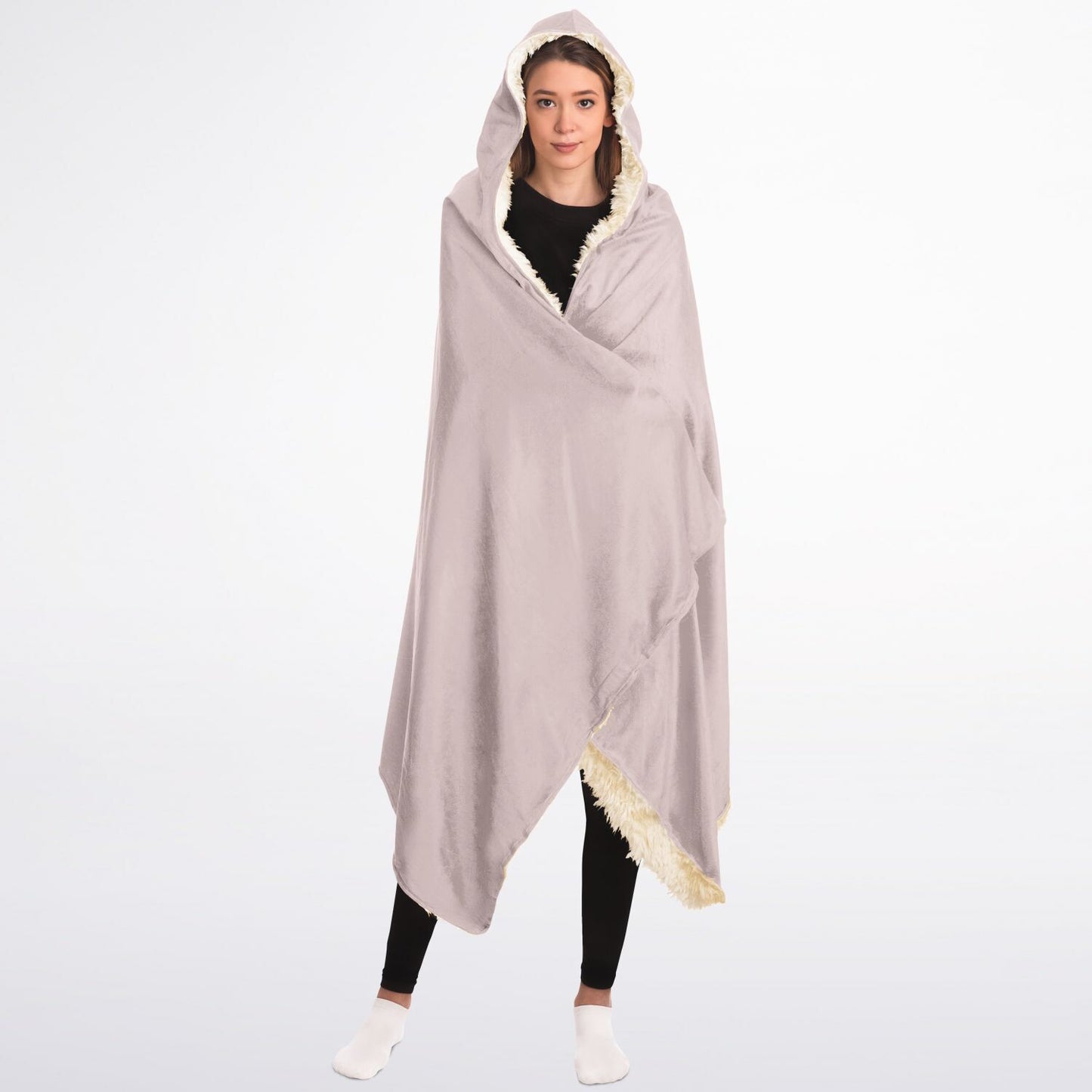 Pale Pink Hooded Sherpa Blanket