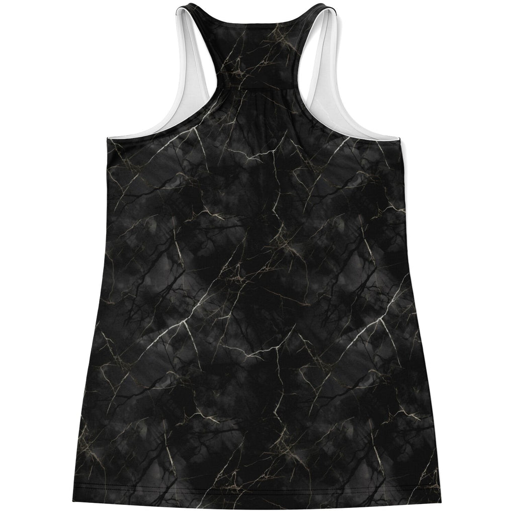 Black Marble Flowy Ladies Racerback Tank Top