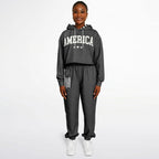 Ladies America Black Acid Wash Dance Hoodie & Sweatpants Set