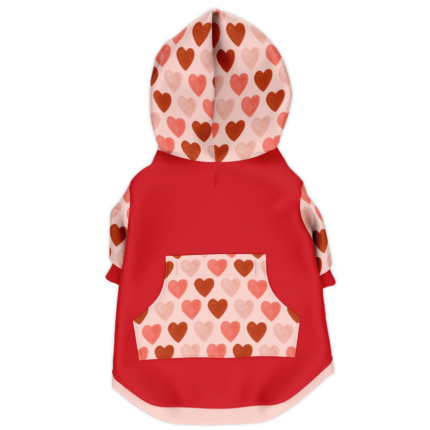 Red Water Color Heart Dog Zip-Up Hoodie