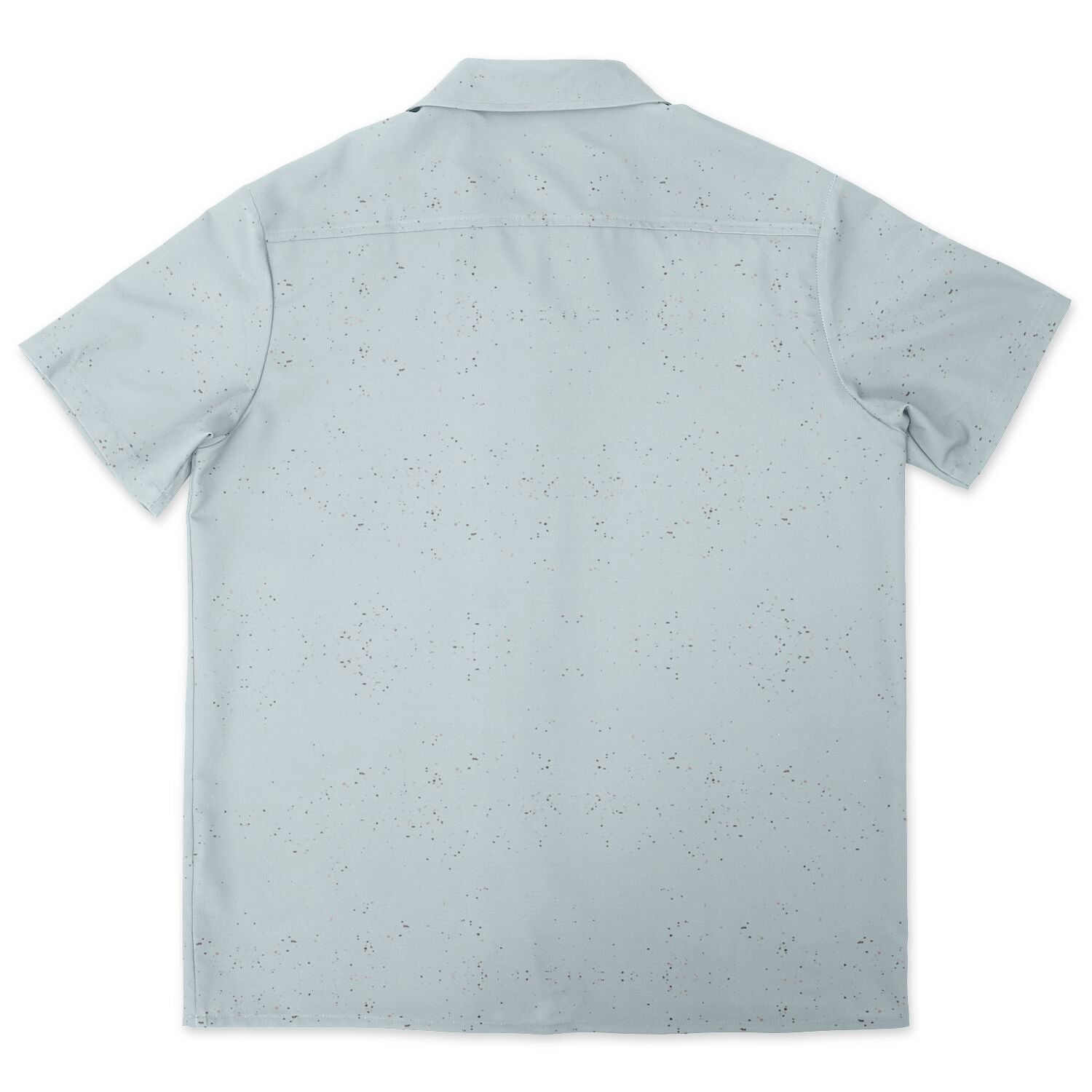 Ice Blue Speckled Men's Spread Collar Short Sleeve Button-Down Shirt