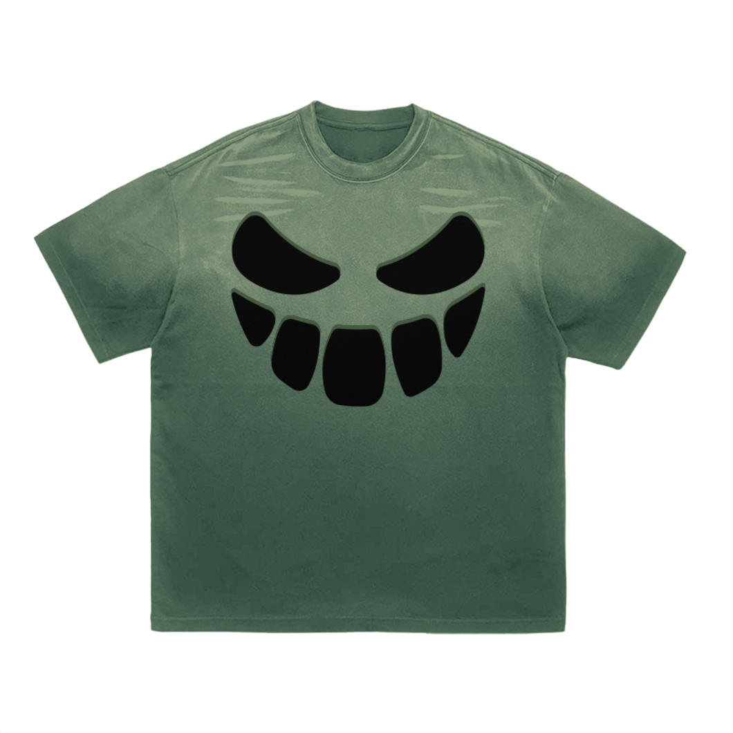 Green Monster Vintage Washed Tiger Stripes Dyed Gradient Unisex T-Shirt