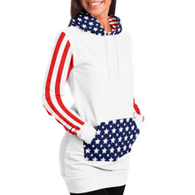 Load image into Gallery viewer, Stars and Stripes Longline Ladies Hoodie
