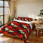 Poinsettia Pattern Twin Duvet Cover Set