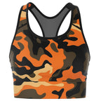 Orange Camo Mesh Padded Sports Bra