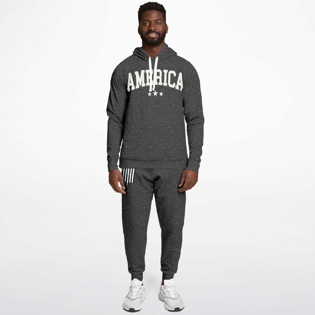 Men's America Black Acid Wash Hoodie & Jogger Set