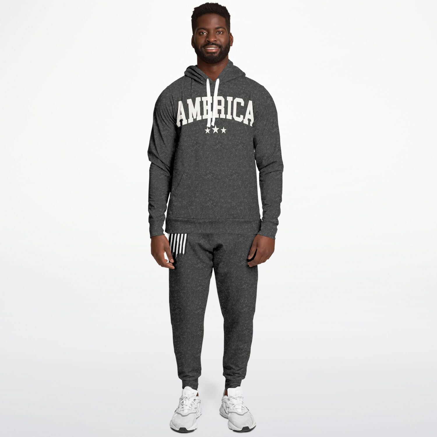Men's America Black Acid Wash Hoodie & Jogger Set