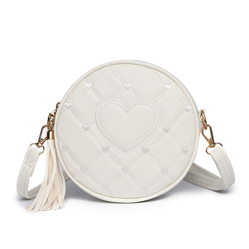 Embroidery Hearts Crossbody Round small bag