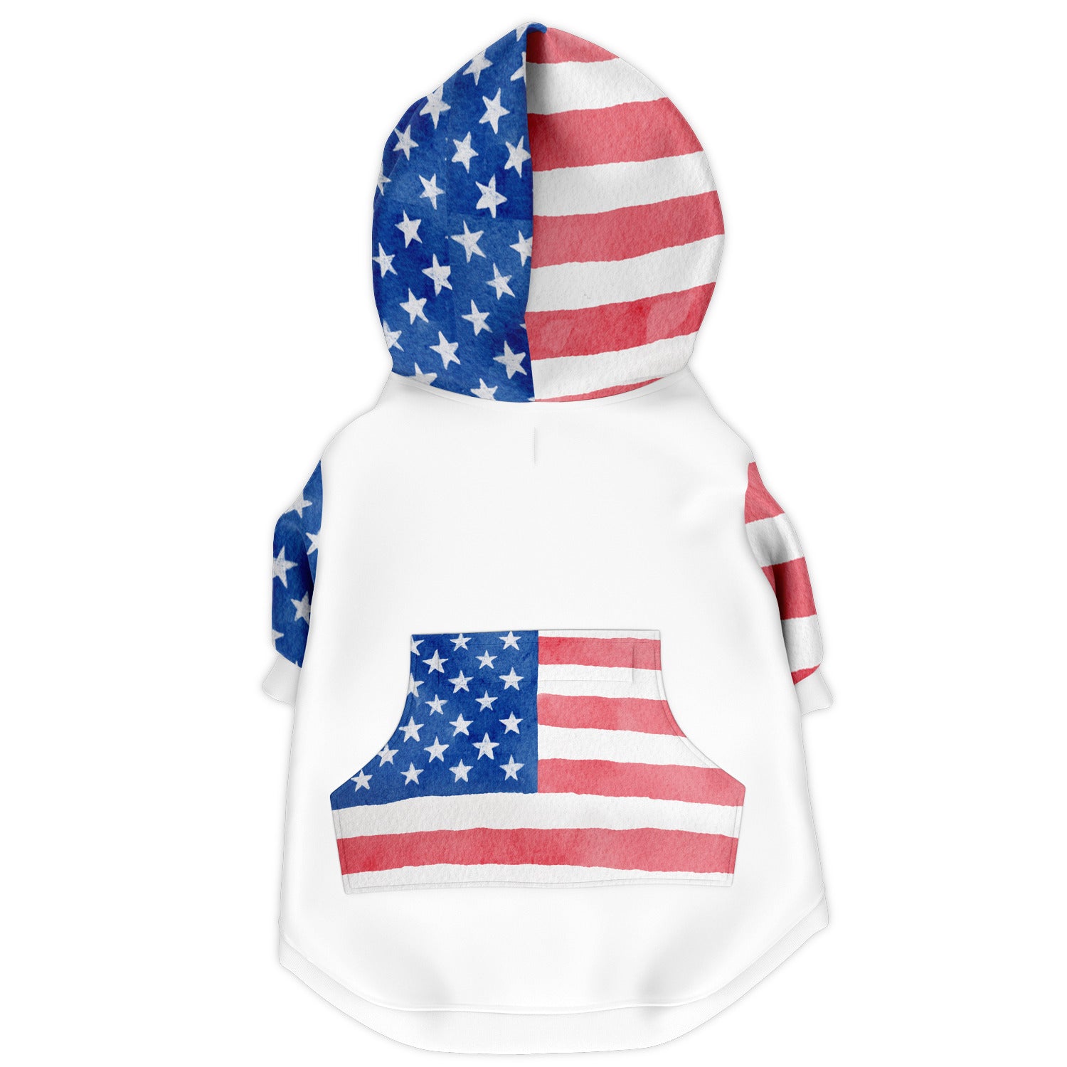 Dog Stars and Stripes Watercolor Zip-Up Hoodie