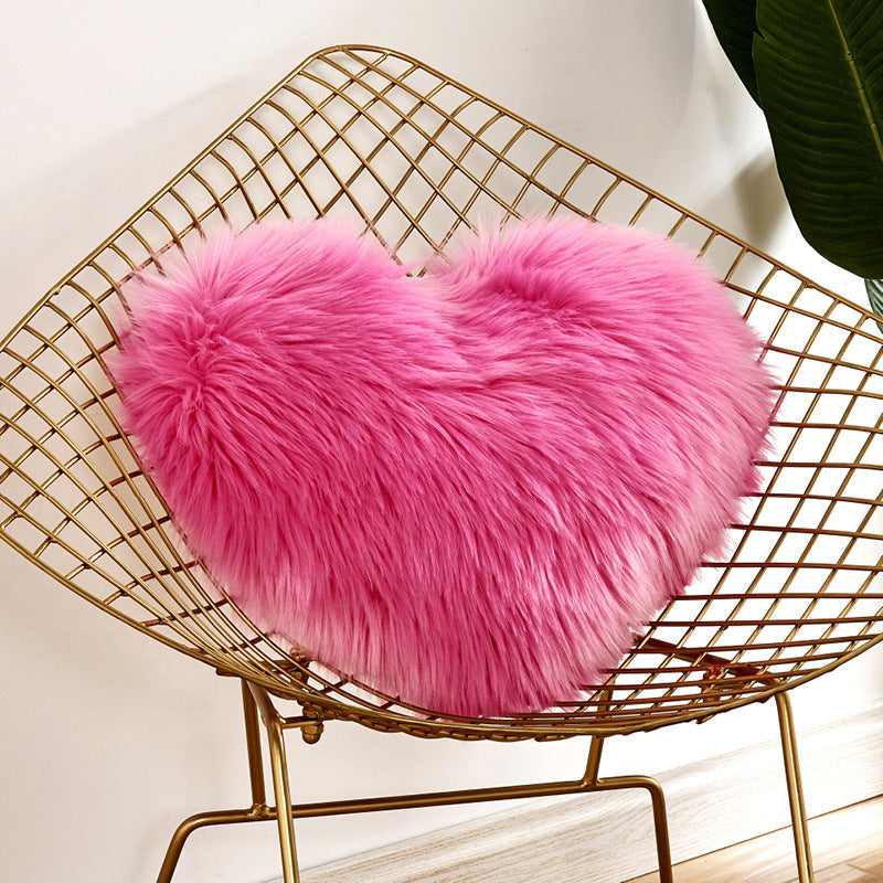 Fuzzy Heart Throw Pillow