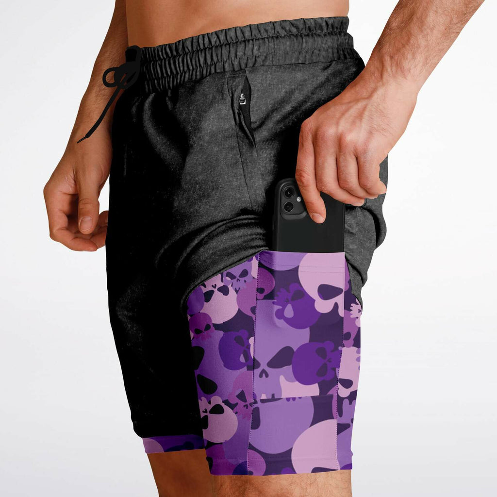 Purple Skulls Men's 2-in-1 Shorts