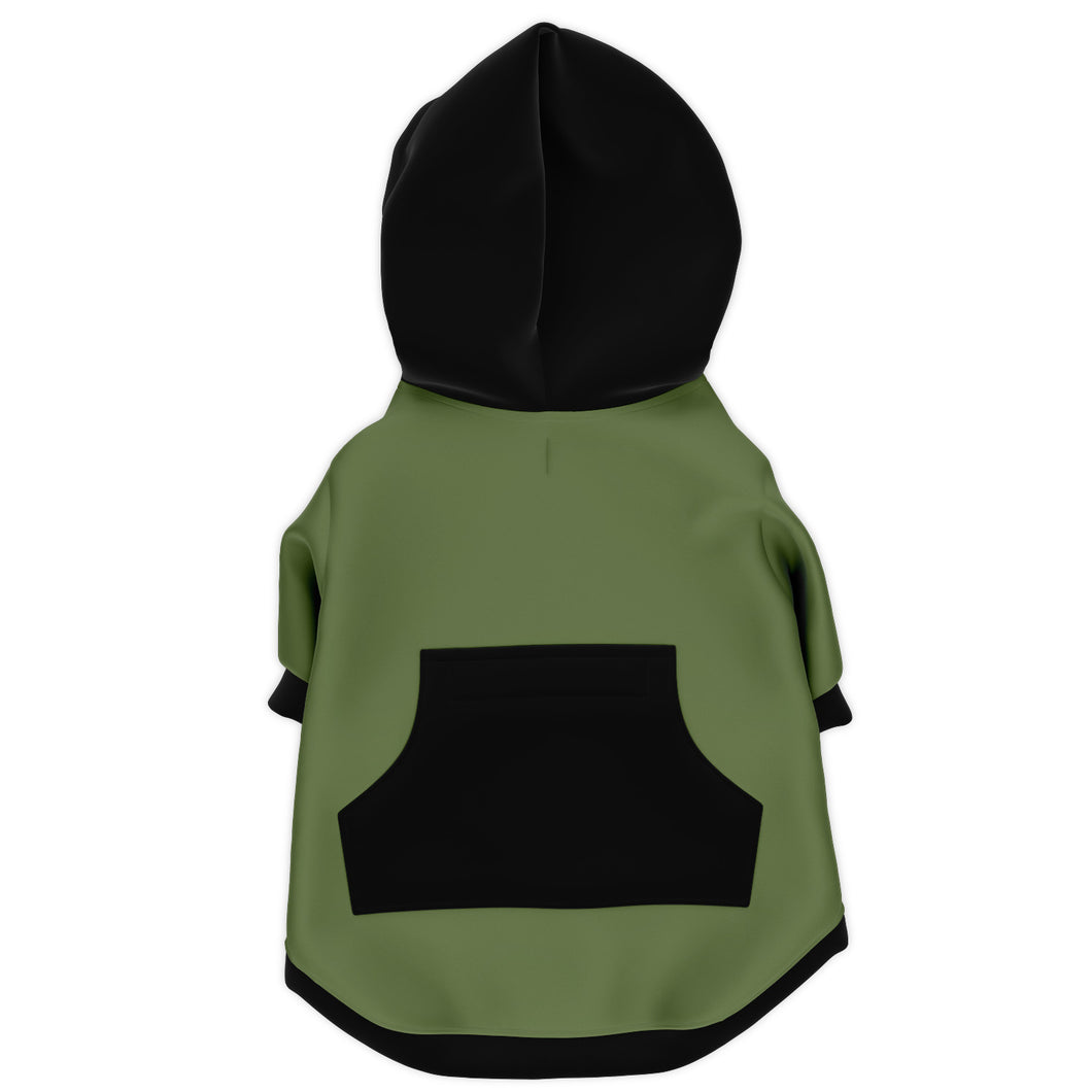 Green Fashion Dog Zip-Up Hoodie with Black Pocket