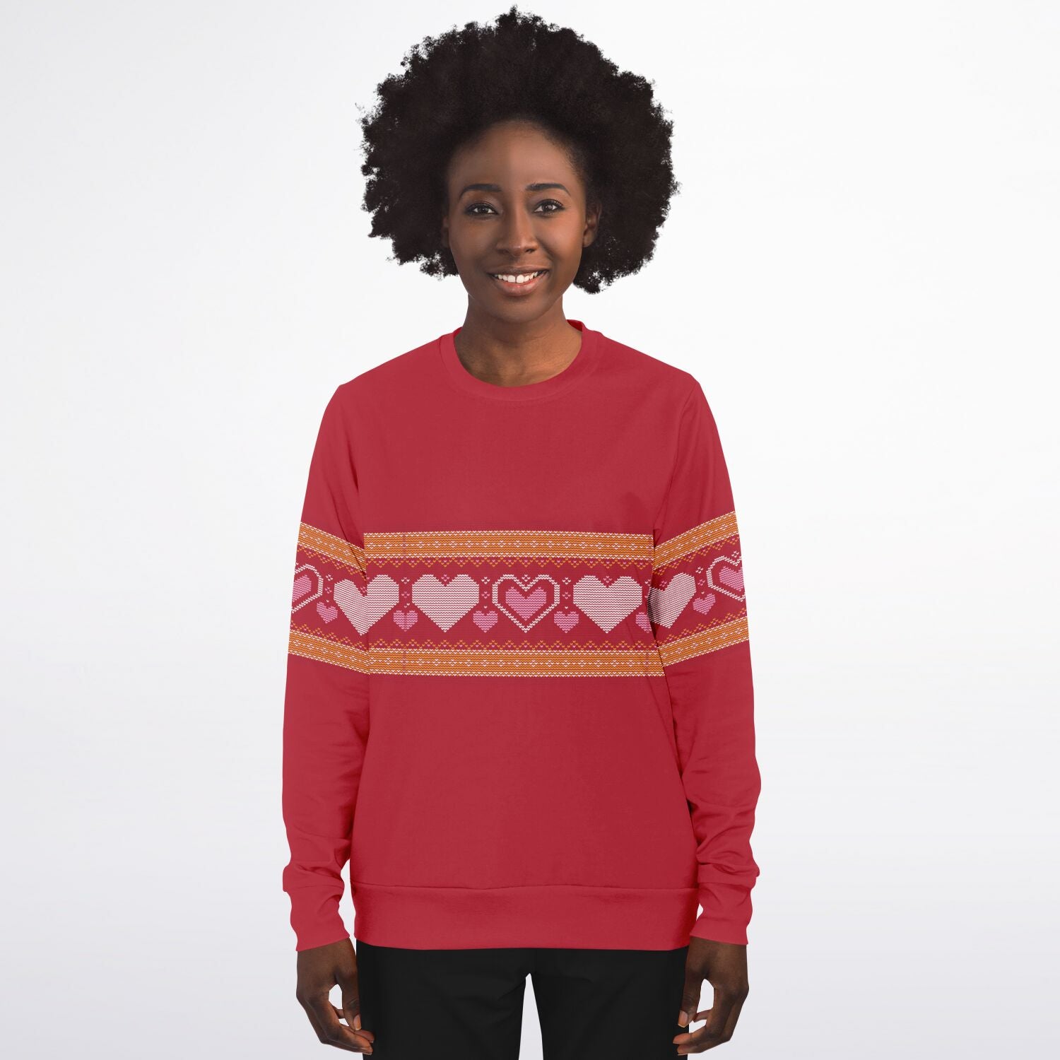 Knitted Heart Stripe Ladies Sweatshirt