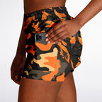 Orange Leave Forest Camo Women's 2-in-1 Shorts